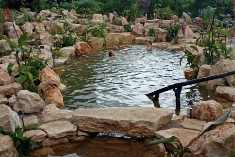 Decorative wet wall water feature
entrance to modern home. All natural filtration.